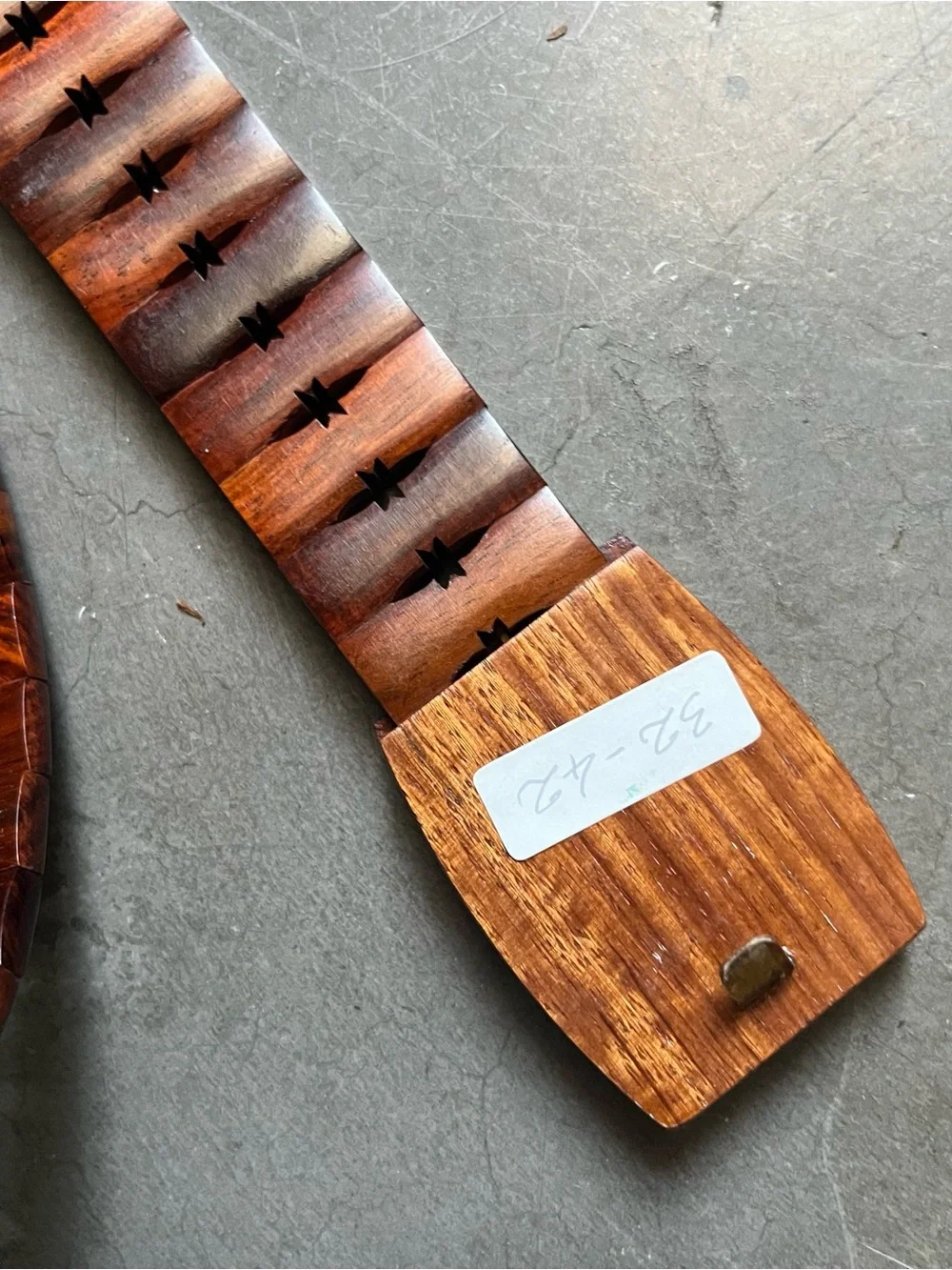 Men’s Brown Wooden Belt with Geometric Inlay